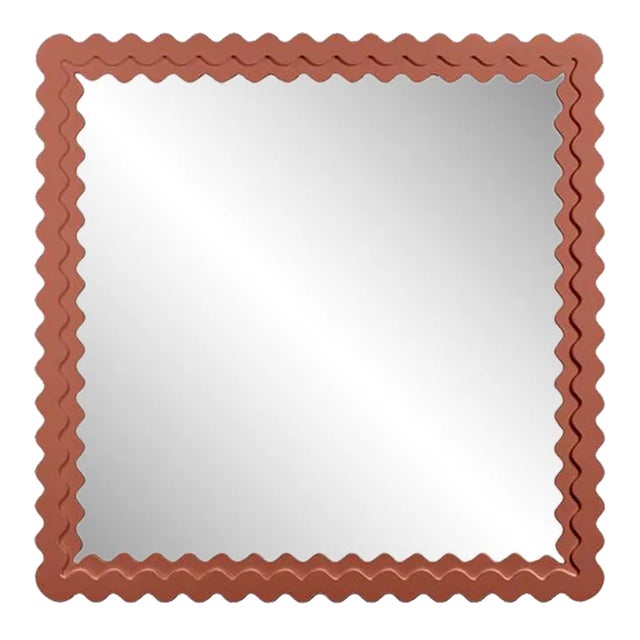 Fleur Home Carnival Chaos Square Mirror in Red Earth, 30x30 For Sale