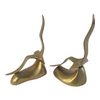 1970s Vintage Solid Brass Seagull Bookends- a Pair For Sale
