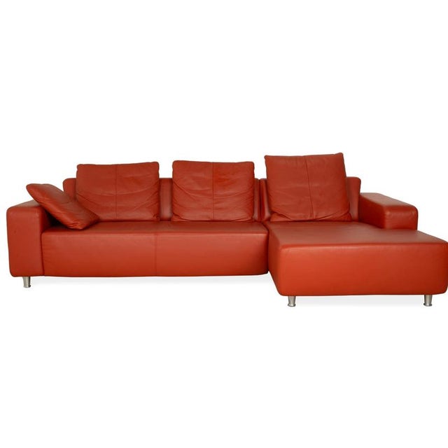 Animal Skin Leather Corner Sofa in Orange by Willi Schillig For Sale - Image 7 of 11