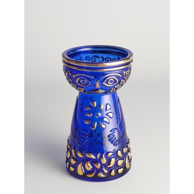 Mid-Century Modern Cobalt Blue and Gold Glass Hyacinth Vase by Walther Glas, 1970s For Sale - Image 16 of 18