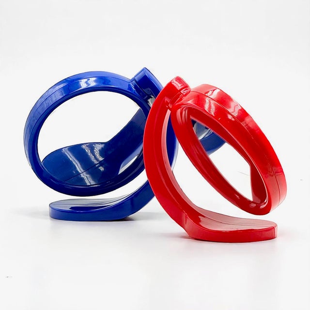 Blue Space Age Rotating Vanity Mirror in Blue, 1970s For Sale - Image 8 of 11