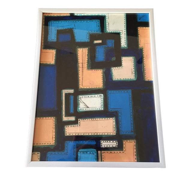 Acrylic on Paper Framed Abstract For Sale In New York - Image 6 of 7