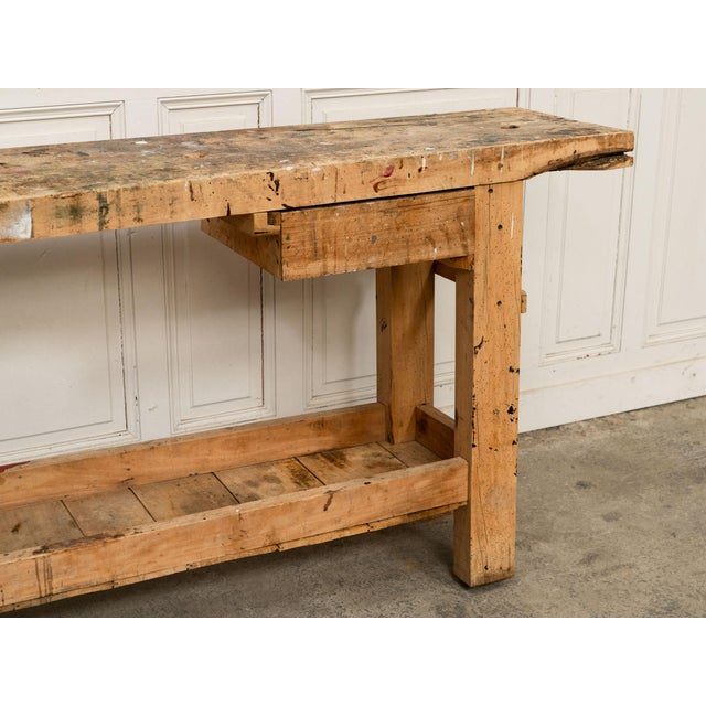 Small Vintage Workbench with Drawer, 1920 For Sale - Image 6 of 18