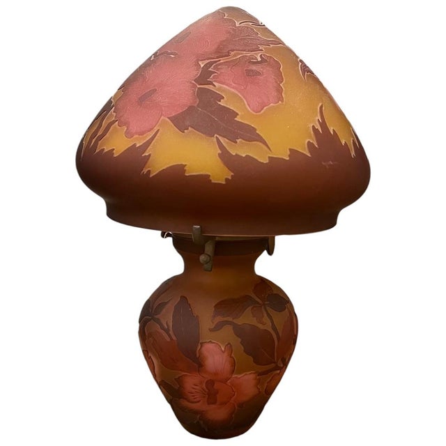 Art Nouveau Crystal Lamps by Emile Gallé, Set of 2 For Sale - Image 4 of 11