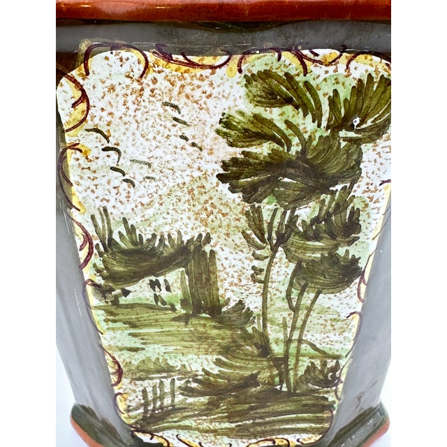 Olive Vintage Floral Cachepot For Sale - Image 8 of 8