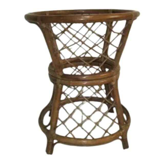 1990s Bamboo Rattan West Indies Hollywood Regency Table Base No Glass Top For Sale