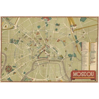 Vintage Folding Map of the Streets of Moscow, 1950 For Sale