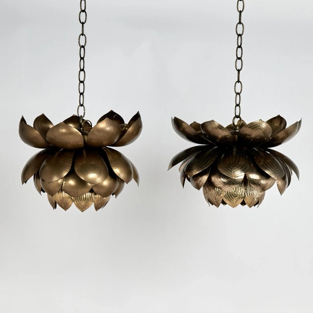 Mid 20th Century Mid 20th Century Mid Century Modern Brass Lotus Pendant For Sale - Image 5 of 5