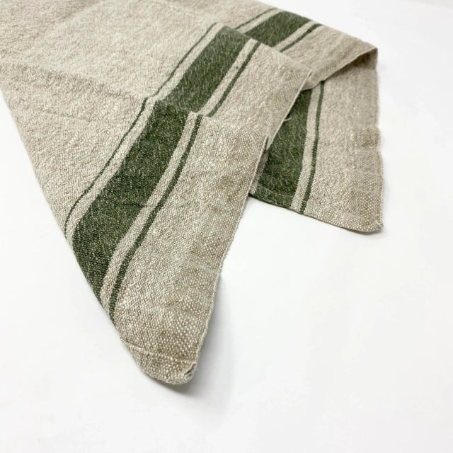 Greige Arles Vintage Linen Kitchen Towel in Mustard For Sale - Image 8 of 9