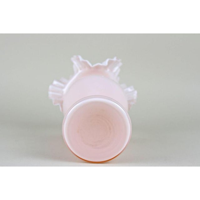 20th Century Art Nouveau Pink Glass Vase with Frilly Edge, Austria, 1900 For Sale - Image 11 of 15