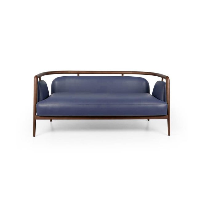 Blue Essex Blue Leather Sofa by Javier Gomez For Sale - Image 8 of 8