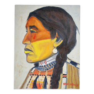 1970s Steve LeBailly Signed Original Oil Painting "Yellow Lodge - Sarcee Indian"