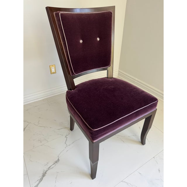 Eggplant Mid 20th Century French Moderne Dining Chairs in Aubergine Mohair- Set of 8 For Sale - Image 8 of 16
