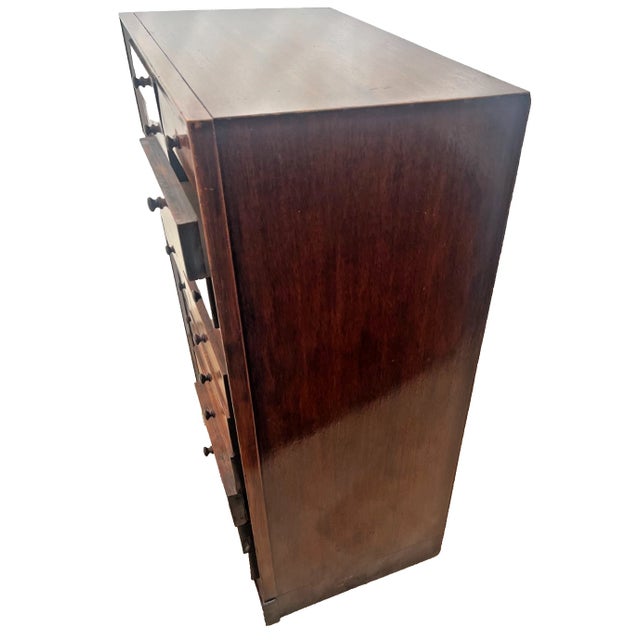 Brown Antique Industrial Multi Twenty Drawer Mercantile Sheet Music, Filing Chest For Sale - Image 8 of 18