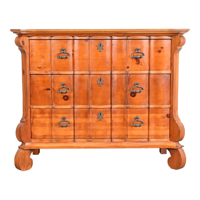 Romweber Spanish Baroque Carved Pine Commode or Chest of Drawers For Sale