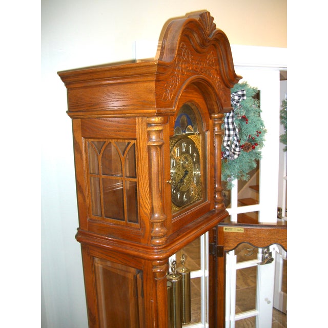 1990s Howard Miller Grandfather Clock 610361 Solid Oak Chairish