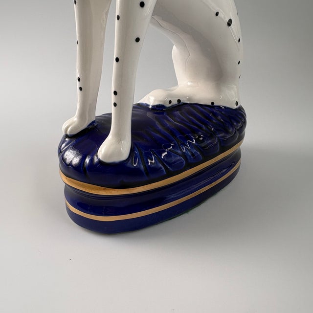 Fitz and Floyd Dalmatian Figurine on Cobalt Blue Base With Gold Accents For Sale - Image 9 of 13