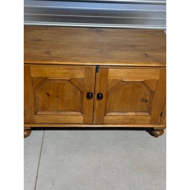 Antique Pine Low Cupboard From England For Sale - Image 4 of 18