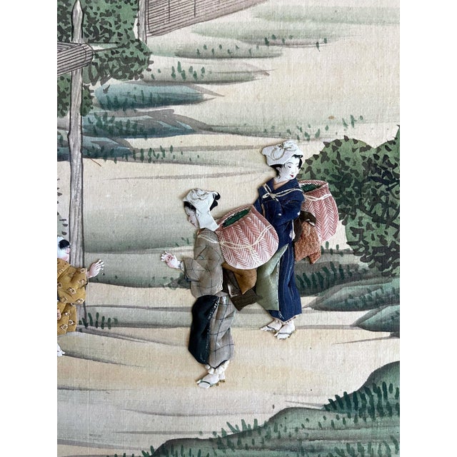 Rare Five Japanese Signed Oshi-E Textile Art Panels Meiji Period For Sale - Image 14 of 17