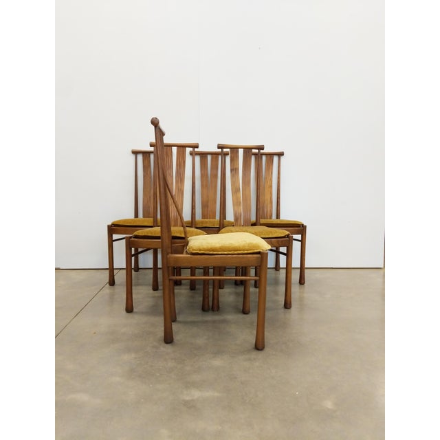 Wood Set of 6 Vintage Mid Century Modern Dining Chairs by Ercol For Sale - Image 7 of 9