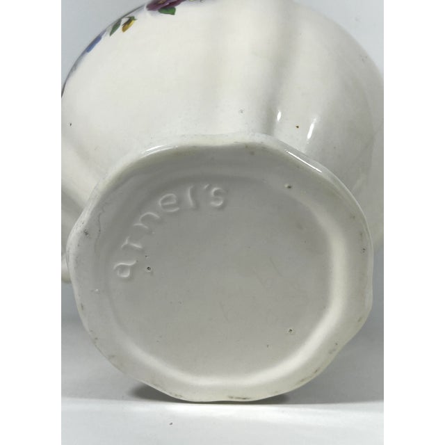 Vintage Violet, Blue and Yellow Pansy Floral Ceramic Pitcher & Wash Bowl Set, Signed 1997 For Sale - Image 10 of 11