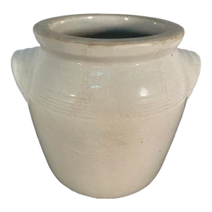 1920s Antique White French Confit Pot or Jar