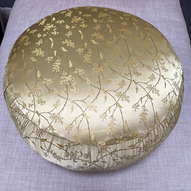 Asian Chartreuse Silk Meditation Cushion For Sale - Image 3 of 11
