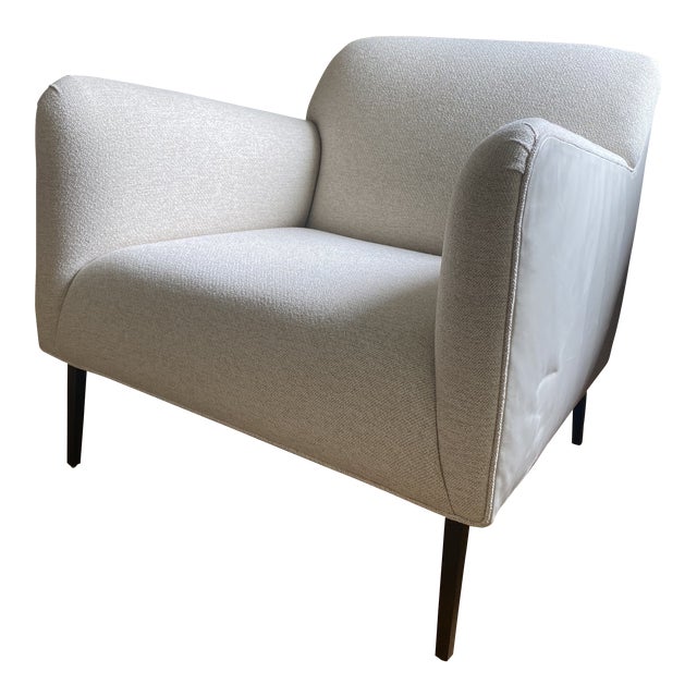 Matteo Leather and Linen Lounge Chair For Sale