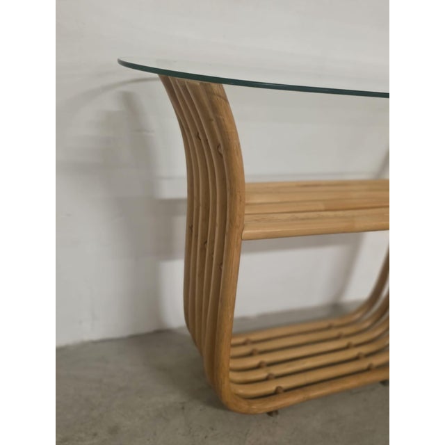 1980s Bamboo Console Table with Mirror, 1980s, Set of 2 For Sale - Image 5 of 16