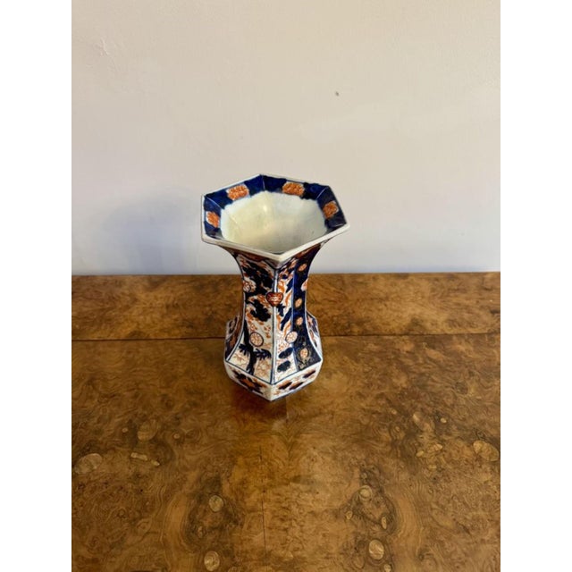 Quality antique Japanese imari hexagonal shaped vase having a quality antique Japanese imari hexagonal shaped vase,...