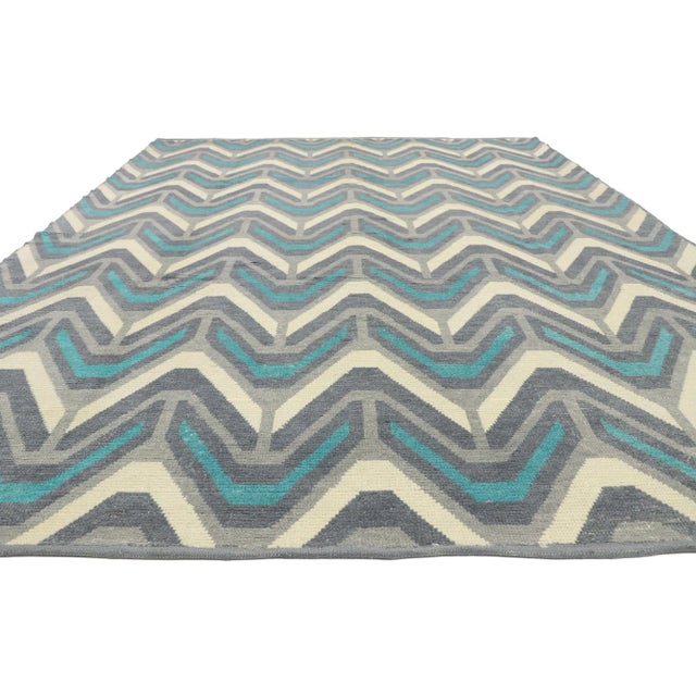 Postmodern 2010s Retro Chevron Moroccan Rug, 08’10 X 12'07 For Sale - Image 3 of 9