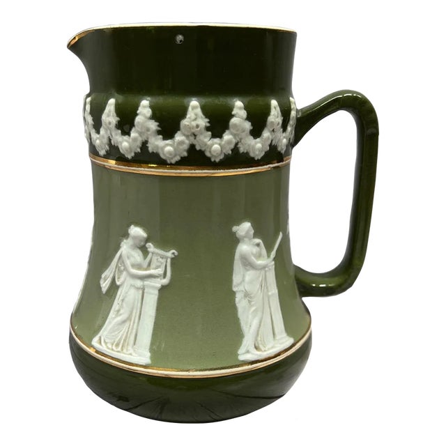 1890s W. & R. Carlton Ware Jasperware Style Jug With Pewter Lid For Sale