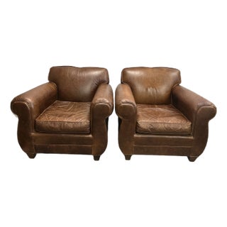 Restoration Hardware Mustache Leather Chairs For Sale