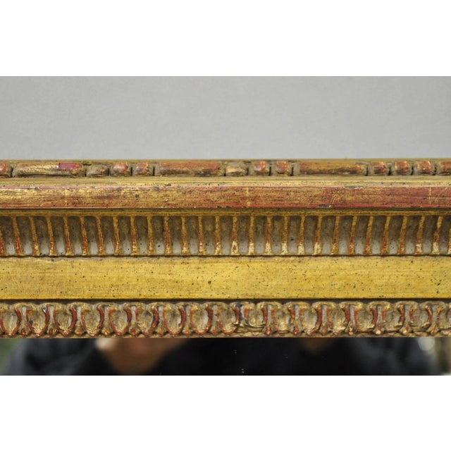 Vintage Italian Hollywood Regency Gold Giltwood Large Rectangular Wall Mirror For Sale - Image 4 of 14