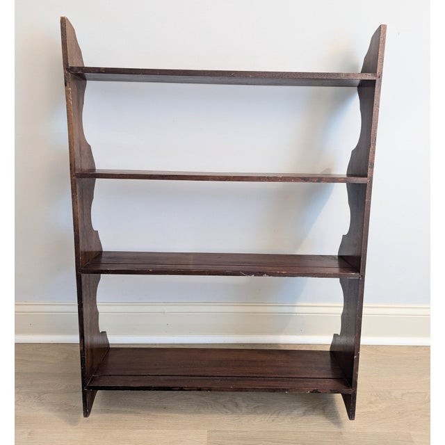 Late 19th Century Mahogany Hanging Wall Shelf Whale End Scrolled 4-Tier For Sale - Image 10 of 14