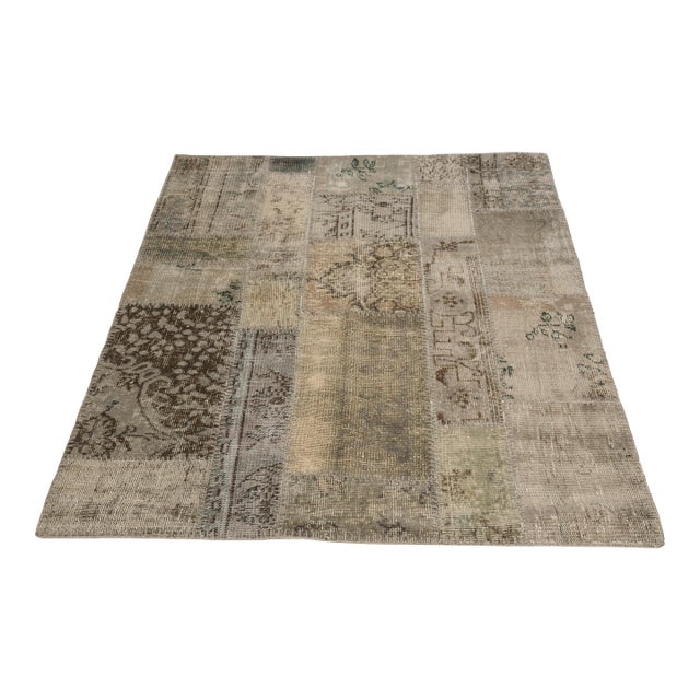 Tribal Grey Vintage Wool Carpet For Sale