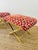 Vintage 1970s Pair of Brass X Base Weiman / Warren Lloyd Mastercraft Geometric Velvet Upholstered Stools Ottomans For Sale - Image 13 of 18