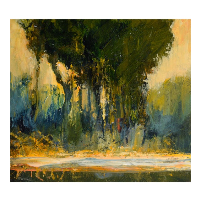 Trees by the Pond at Sunset - Landscape in Acrylic on Artist's Board by Bobbi Doyle-Maher For Sale