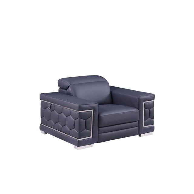 Casa Milano Favo Navy Blue 3-Piece Leather Match Living Room Set For Sale In Houston - Image 6 of 8