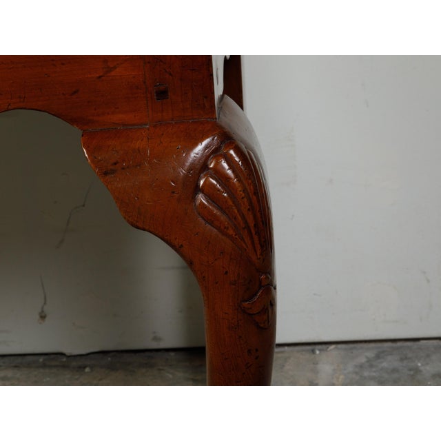 English 1940s Dresser Base with Three Drawers, Cabriole Legs and Carved Apron For Sale - Image 4 of 12