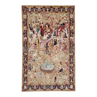 Galerie Shabab Collection Mid-20th Century Indian Lahore Pictorial Rug For Sale
