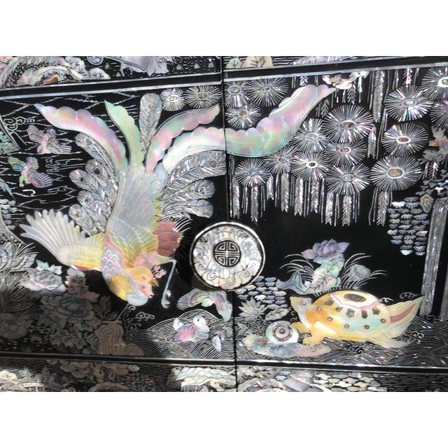 1970s Mother-of-Pearl Ornamented Black Lacquer Furniture For Sale - Image 9 of 9