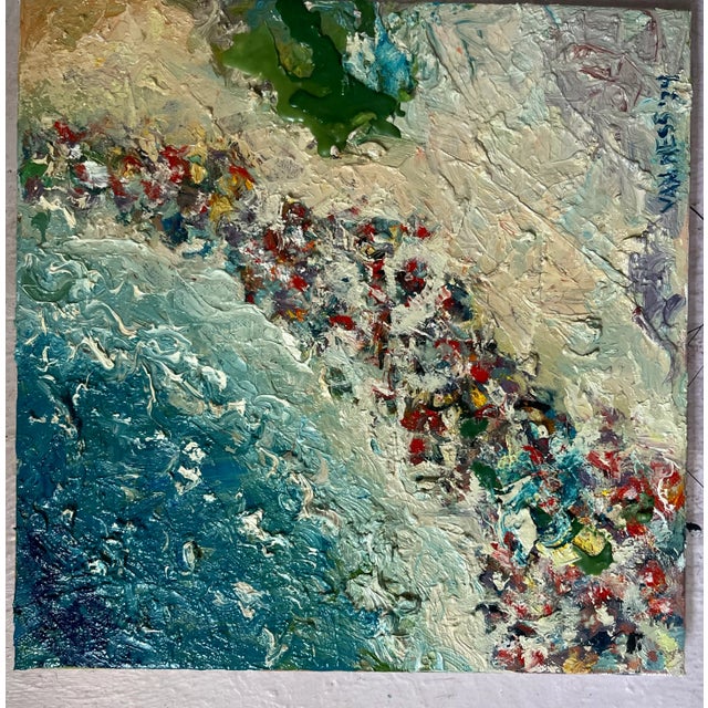 Blue Abstract Beach, Original Oil Painting, Art, by Van Ness For Sale - Image 8 of 10