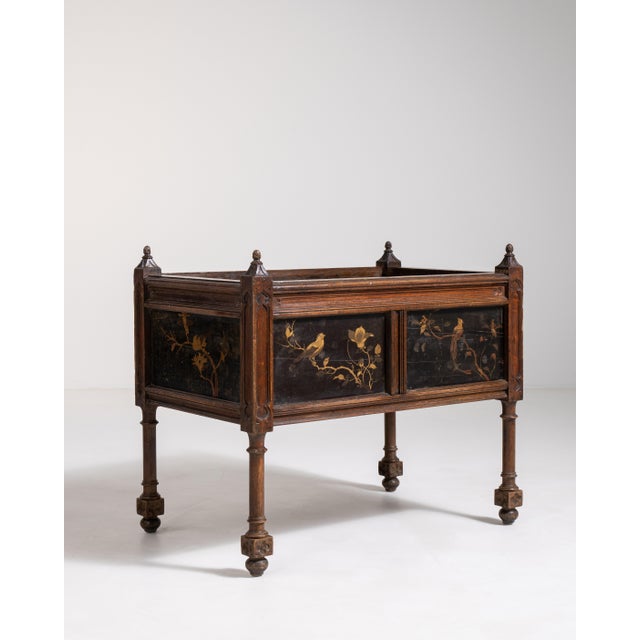 Napoleon III Jardinière with Floral and Bird Motifs, Second Empire Style, France, Circa 1880 For Sale - Image 11 of 15