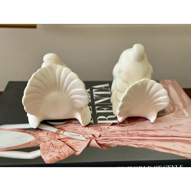 Ceramic Pair of 1970s White Ceramic Doves Signed E. Coleman For Sale - Image 7 of 10