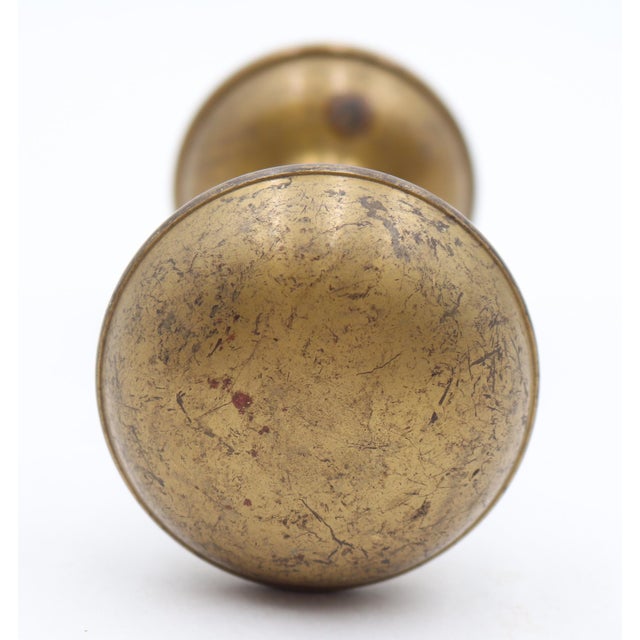 Vintage Traditional Pressed Brass Passage Door Knob Set For Sale - Image 4 of 8