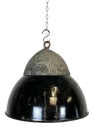 Vintage Black Enameled Hanging Lamp, 1930s