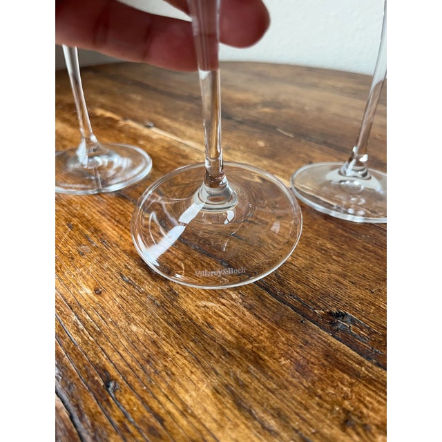 Villeroy and Boch Maxima pattern Set of 3 Fluted Champagne Crystal Glasses Blown Glass 2” diameter and 10.3” height No...