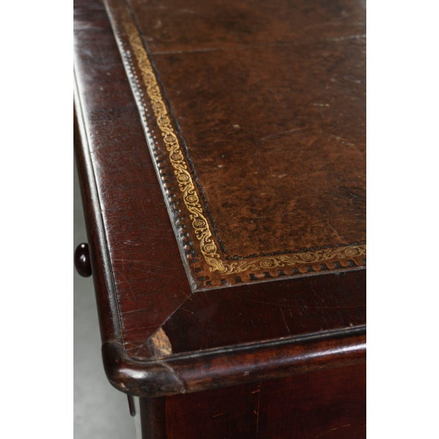Antique English Writing Desk with Dark Brown Leather Top, 1800s For Sale - Image 9 of 13