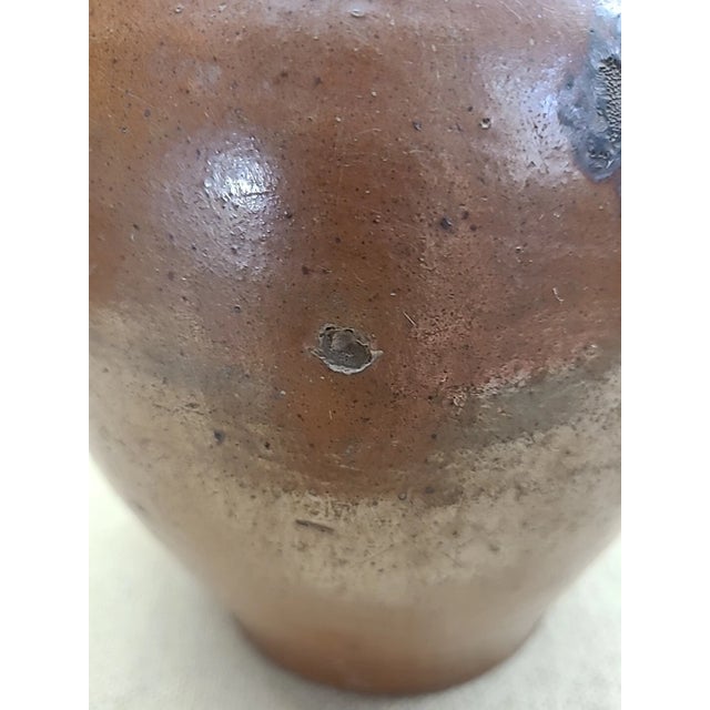 Brown Antique Americana Primitive Redware Jug / Whiskey Jug — 9" Hand-Thrown For Sale - Image 8 of 14